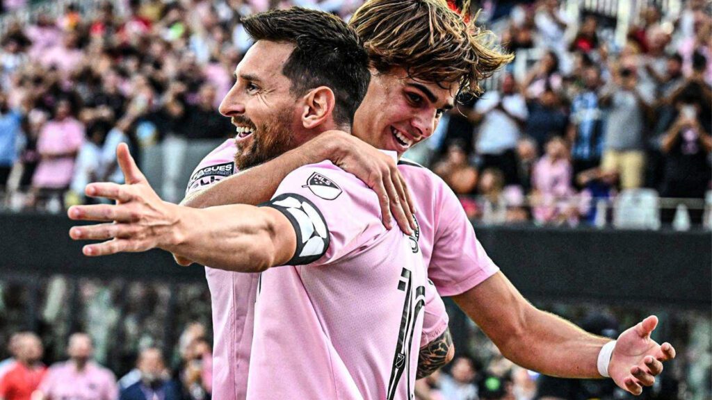 Lionel Messi y Benjamín Cremaschi. Foto: Prensa Inter Miami