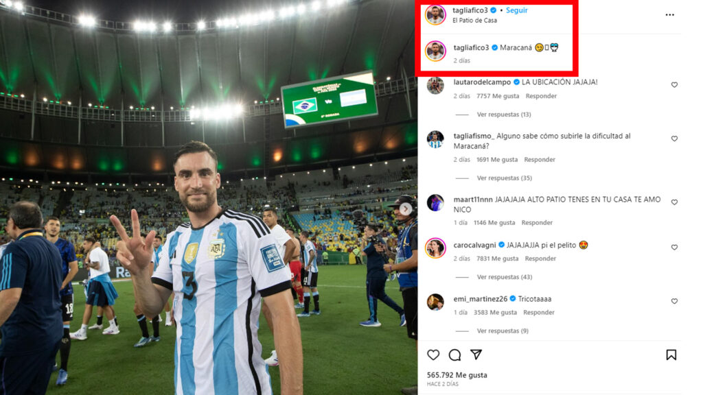 El posteo en Instagram de Nicolás Tagliafico