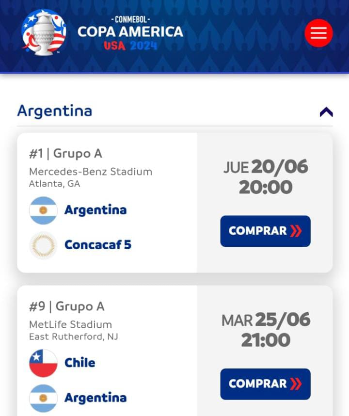 Página oficial Argentina - Copa América