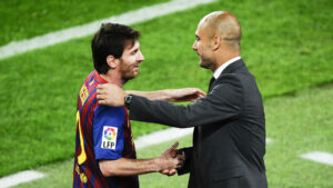 Pep Guardiola y Lionel Messi