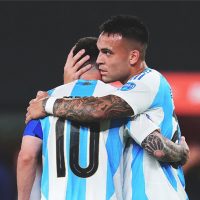 Lautaro Martínez y Lionel Messi en la Selección Argentina
